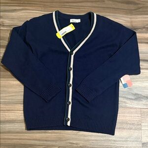 The Commons Classic Varsity Cardigan Women's Sz. L Navy White Green Sweater